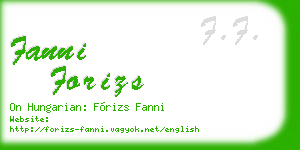fanni forizs business card