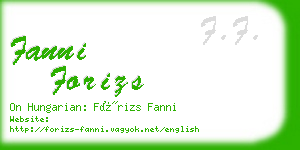 fanni forizs business card